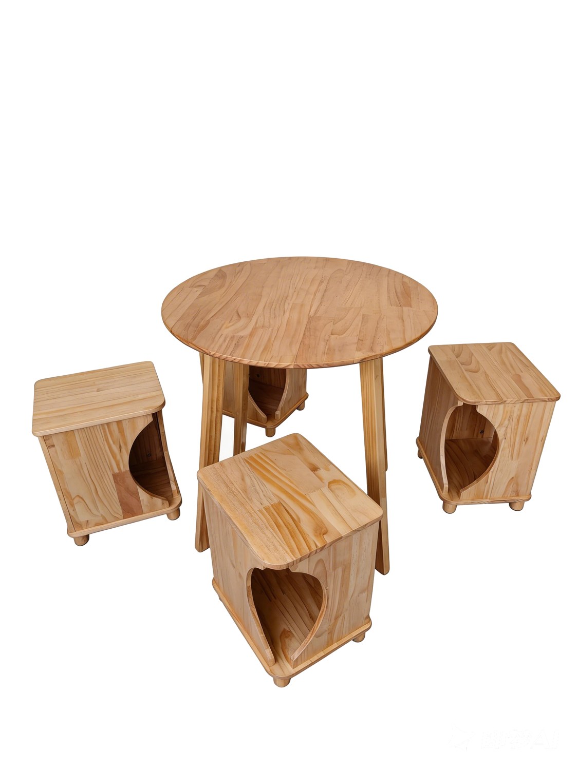 Round Table in pine finger-jointed board — Dalico Pets DP-038